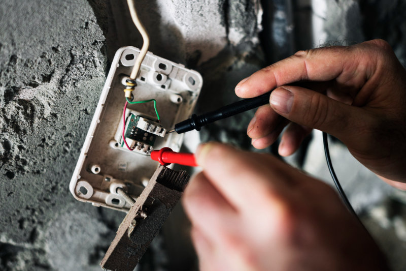 Electrician fitting a new socket on a Mayfair wall